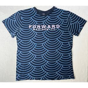 Forward Madison Football Club AOP Men's sz L UK Sport Blue Wave TShirt